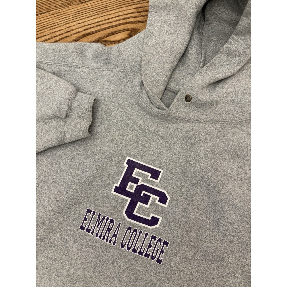Vintage 90s Elmira College Double-Sided Hoodie‎ Sweatshirt Size 2XL Made In USA